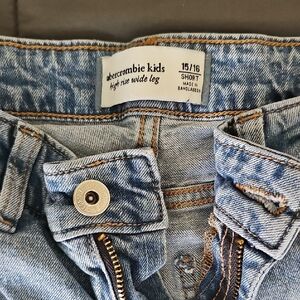 abercrombie kids light wash high-rise wide leg jeans